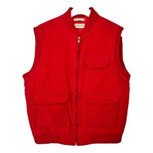 Vintage St. John’s Bay Red Corduroy Quilt-Lined Vest, Size L